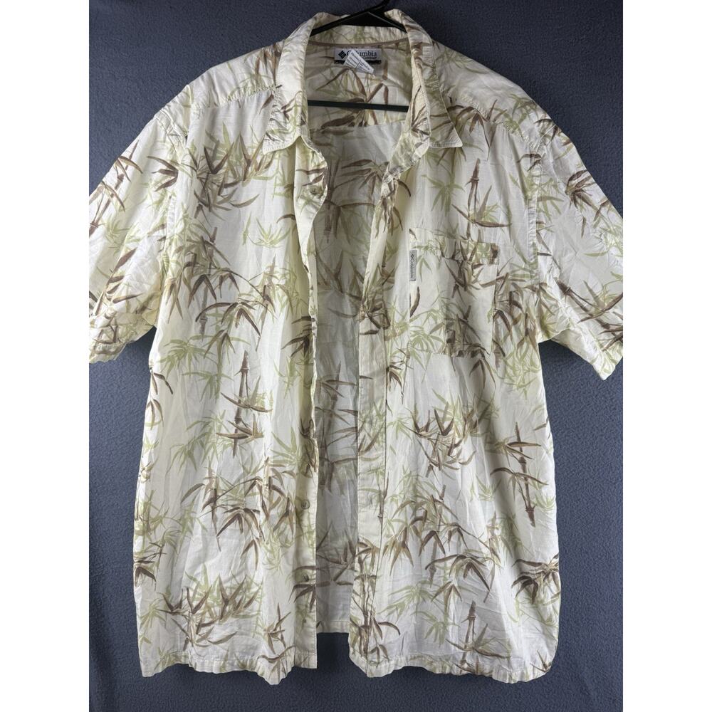 Columbia Shirt Men's 2XL Palm Tree Print Button Up Short Sleeve Casual